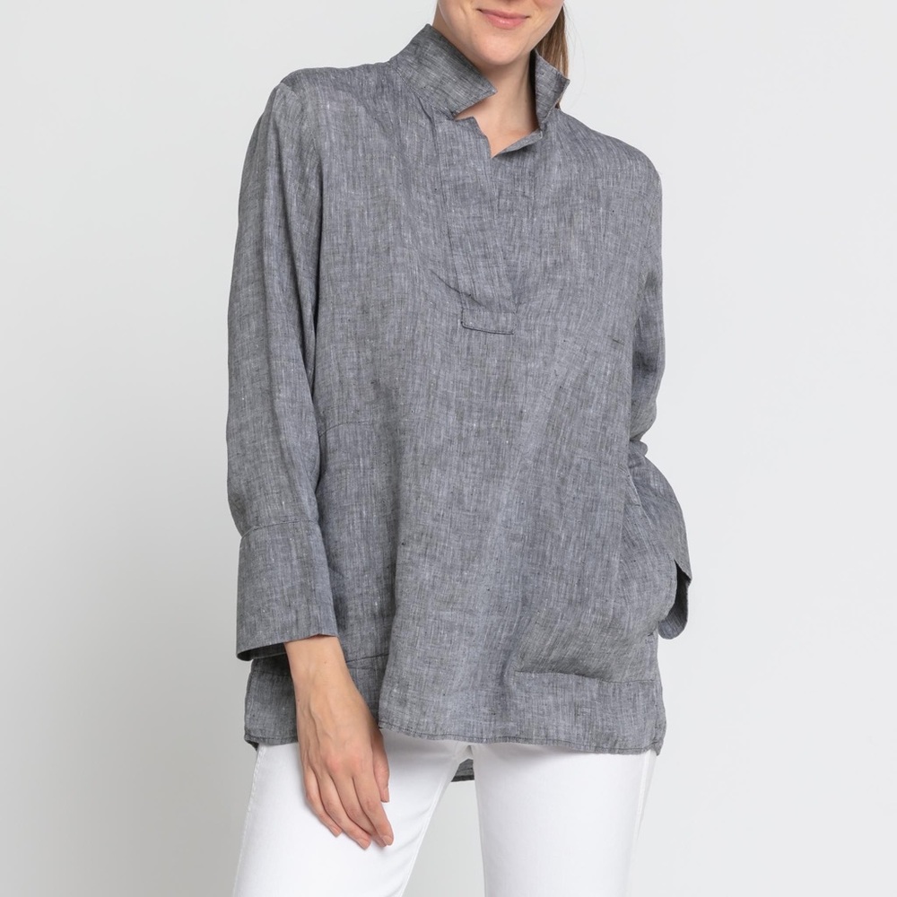 $330 NWT Hinson Wu “Salina” Linen Top in Graphite Sz XXL